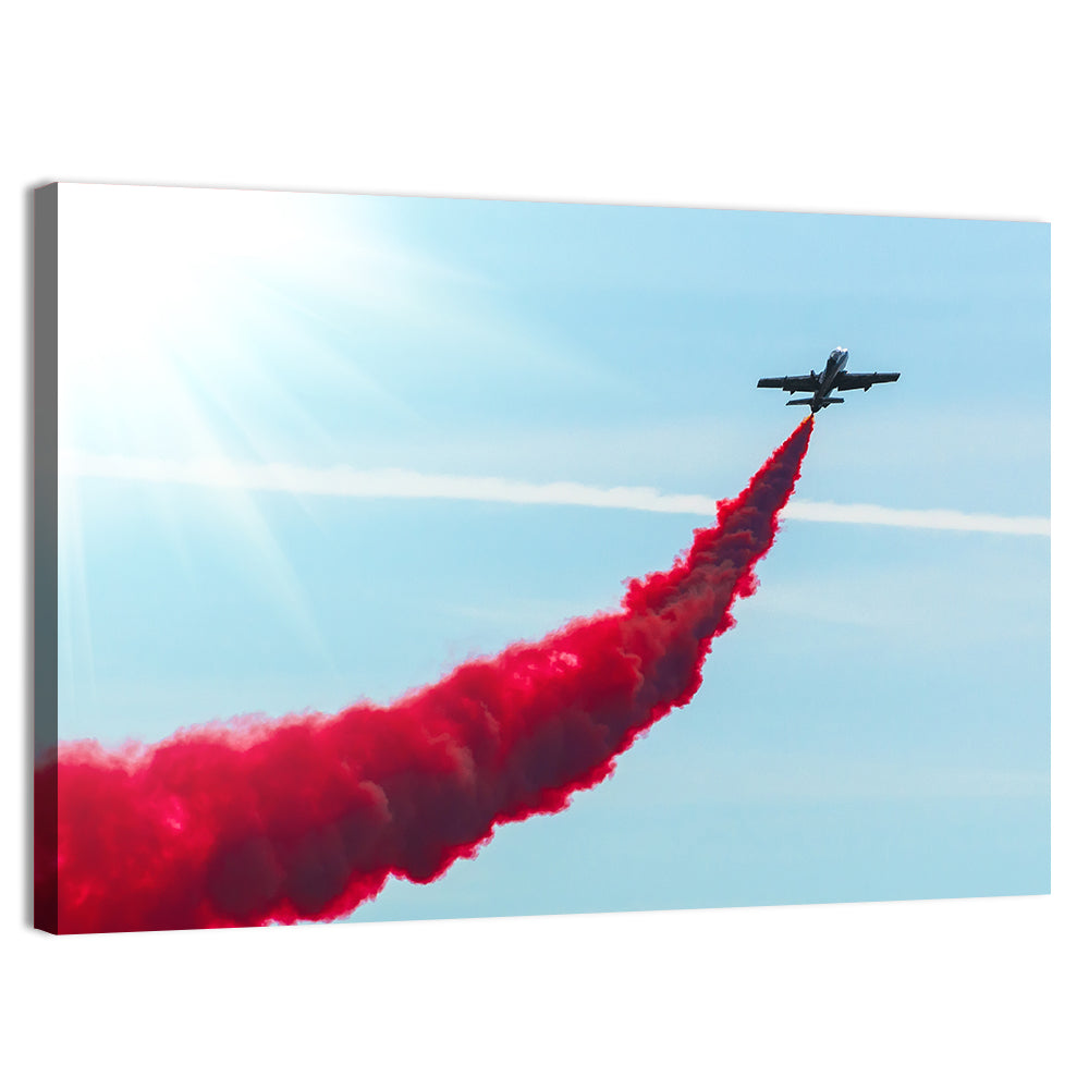 Jet with Red Smoke Trail Wall Art