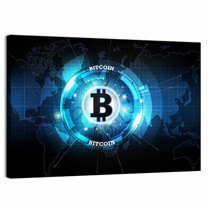 Futuristic Bitcoin Globe Wall Art