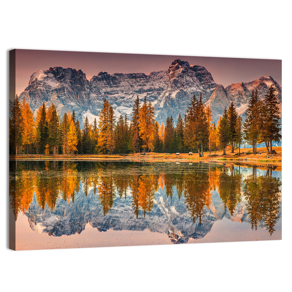 Antorno Lake Autumn Reflection Wall Art