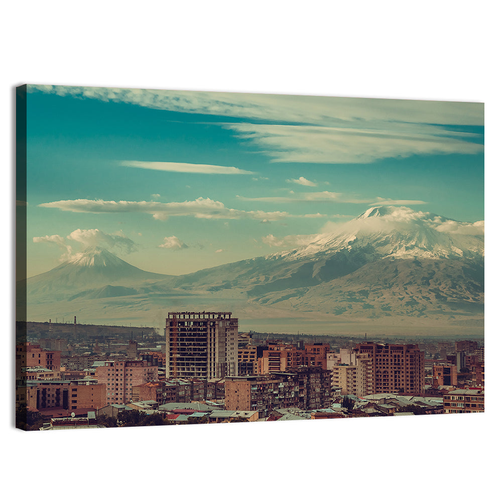 Yerevan Skyline with Mount Ararat Wall Art, canvas print, landscape