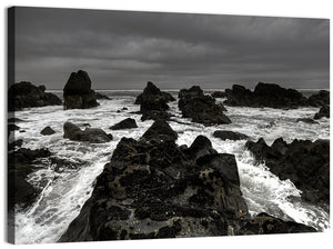 Rocky Beach Waves Wall Art