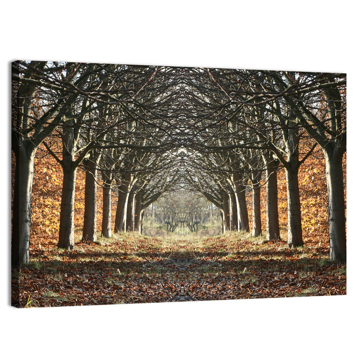Danish Autumn Tree-lined Path Wall Art as a canvas print