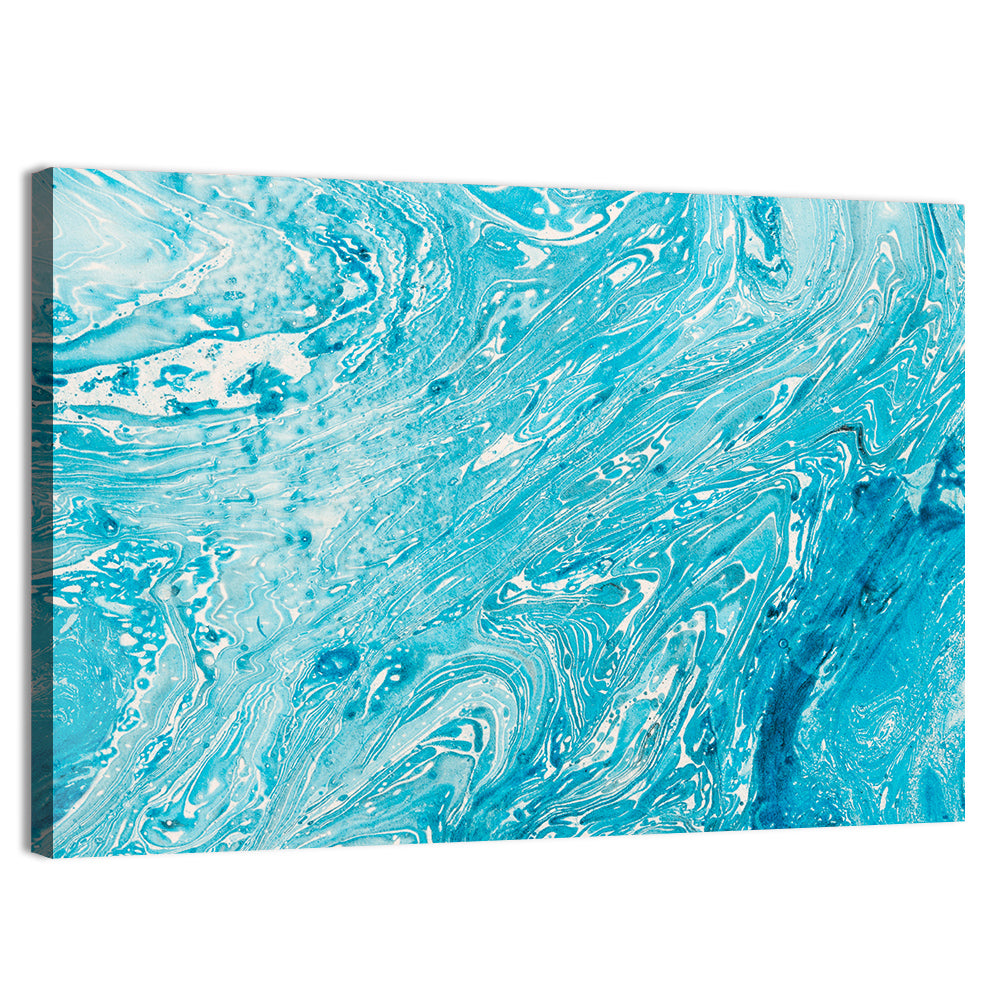 Cerulean Marbled Waves Wall Art