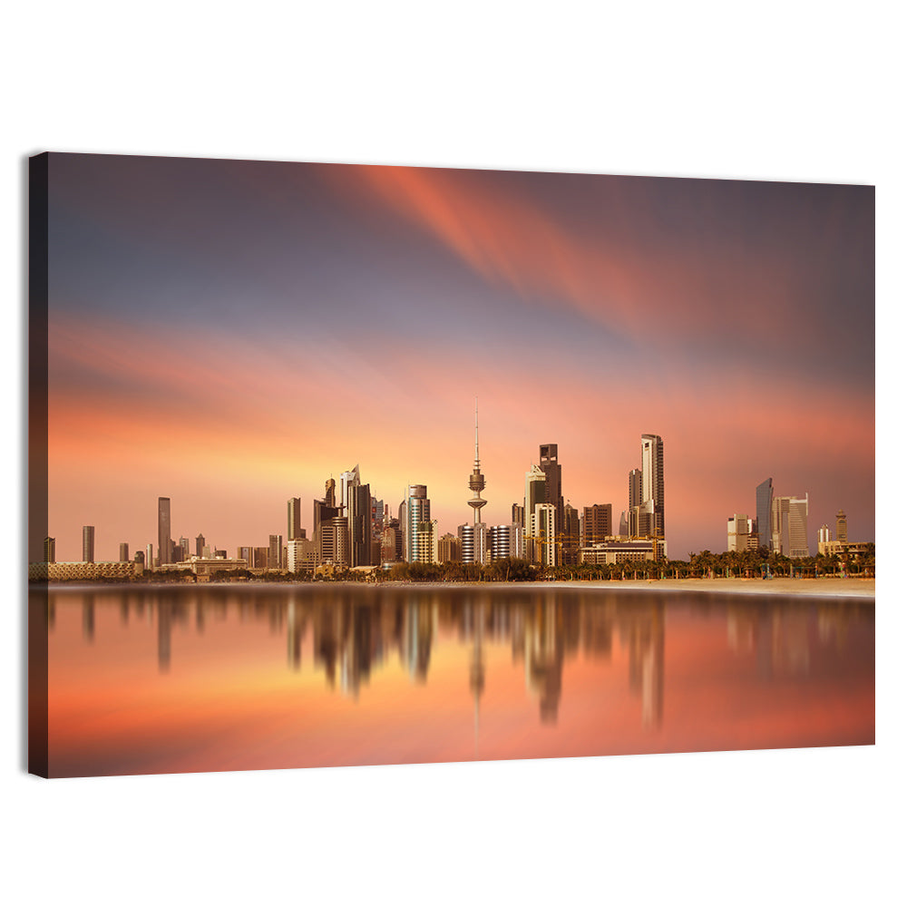 Kuwait City Skyline at Sunset Wall Art, canvas print, landscape