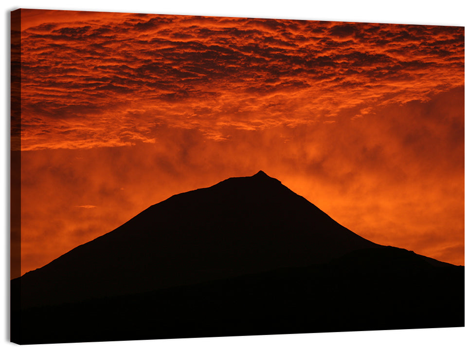 Pico Island Volcano Silhouette at Sunset Wall Art