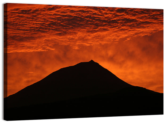 Pico Island Volcano Silhouette at Sunset Wall Art as a canvas print