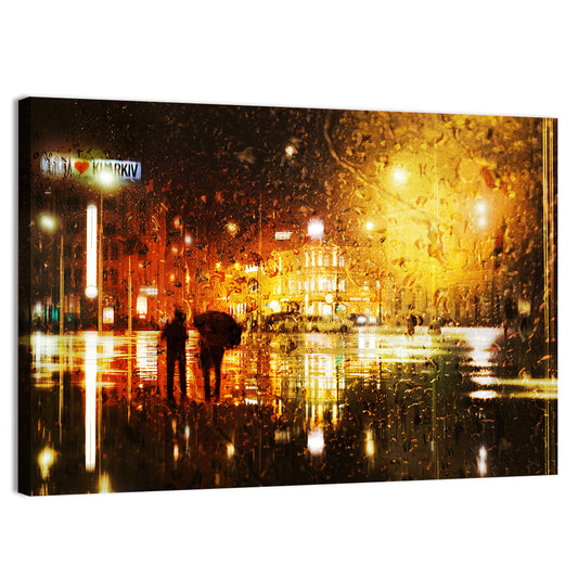 Couple in Rain Abstract Wall Art