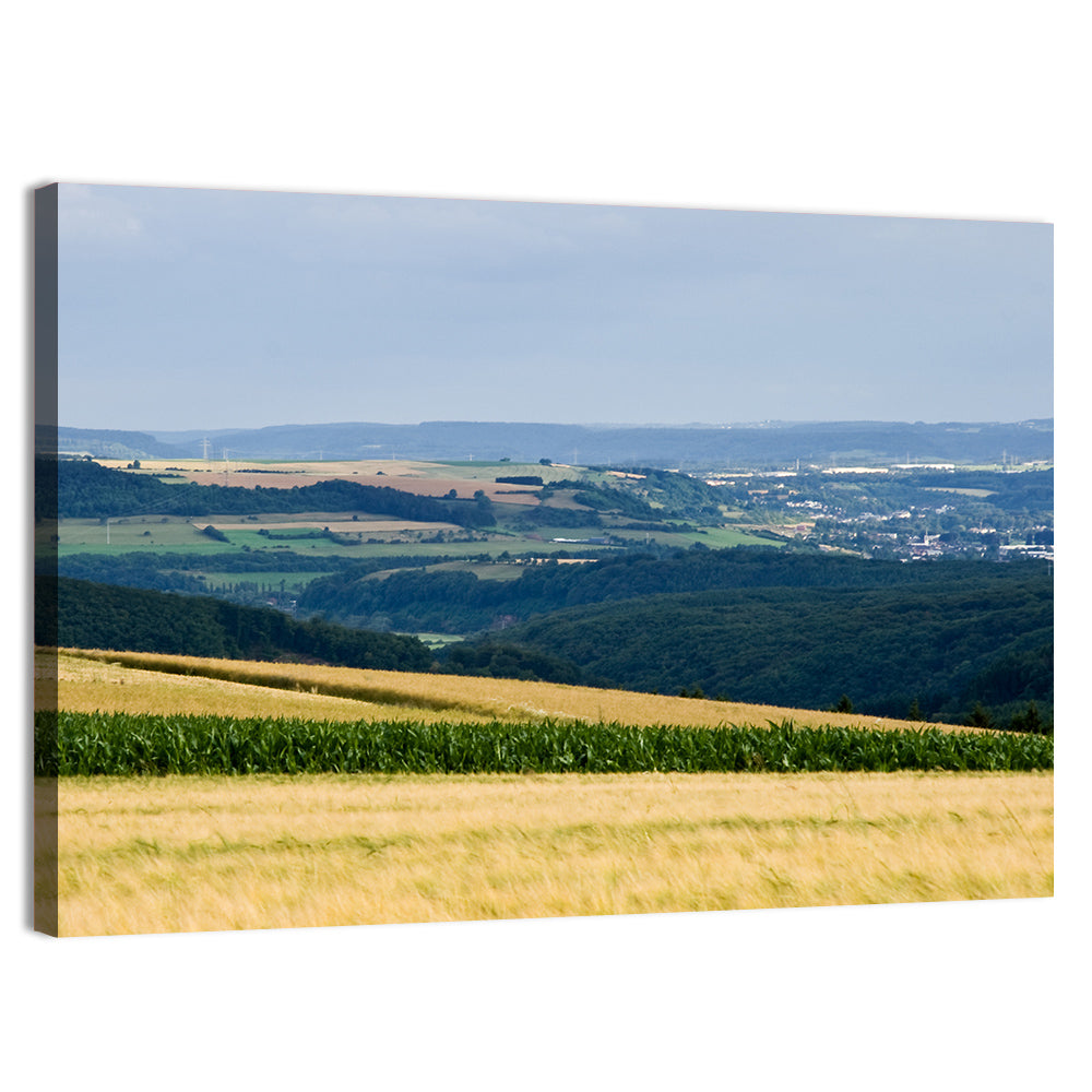 Village Grainfields Wall Art, canvas print, landscape