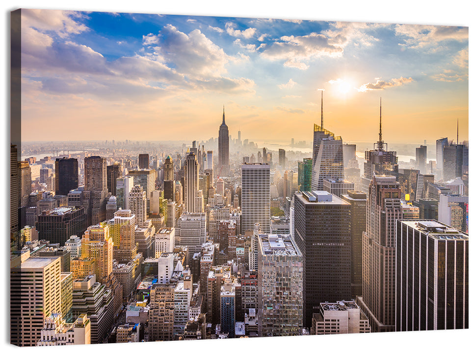 New York City Skyline at Golden Hour Wall Art, canvas print, landscape