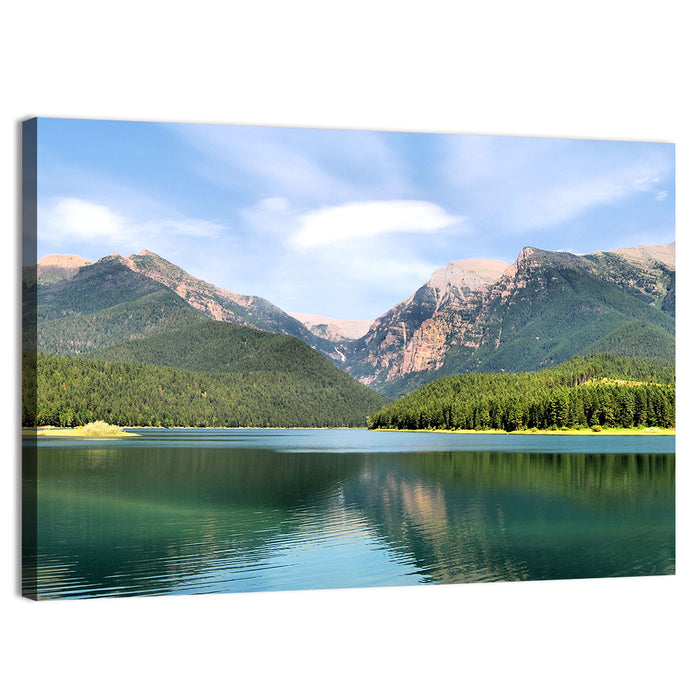 Mission Mountain Lake Reflection Wall Art as a canvas print