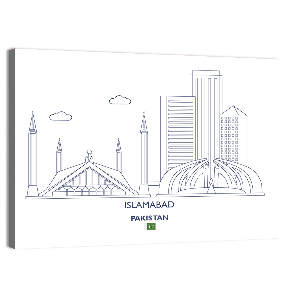 Islamabad Skyline Line Wall Art, canvas print, landscape