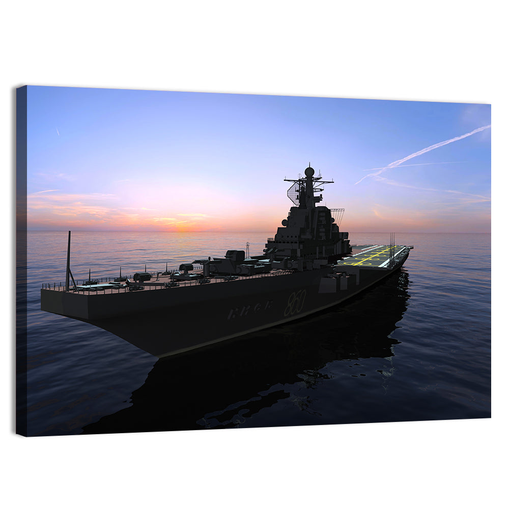 Aircraft Carrier 860 at Dusk Wall Art, canvas print, landscape