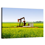 Rusty Pumpjack in Yellow Canola Field Wall Art