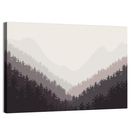 Foggy Forest Illustration Wall Art