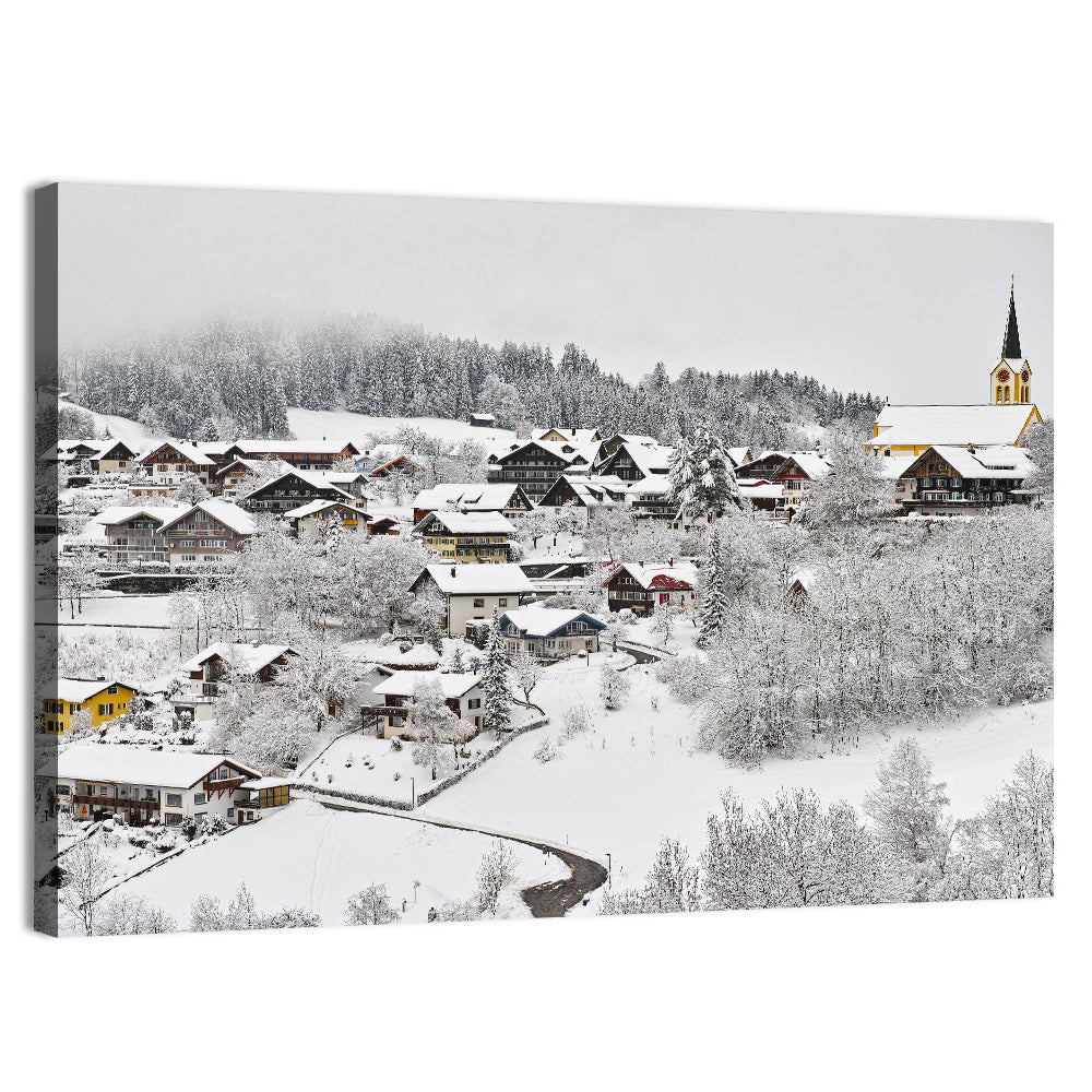Oberstaufen Winter Village Wall Art