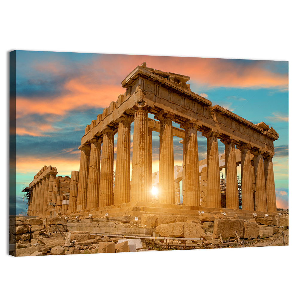 Parthenon at Sunset Wall Art, canvas print, landscape