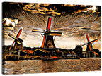 Retro Windmills at Sunset Wall Art