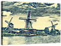Three Vintage Windmills Wall Art