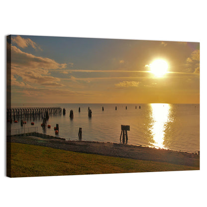 Lake Okeechobee Sunset Pier Wall Art