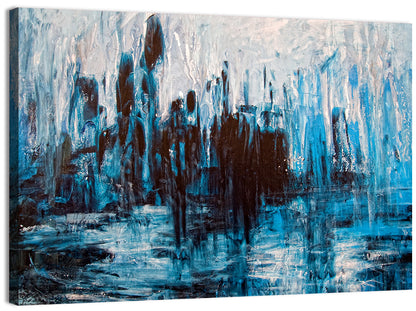 Rainy Abstract Skyline Reflection Wall Art