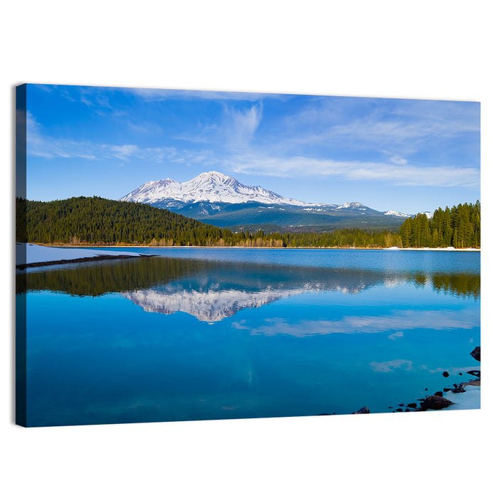 California Mountain Lake Reflection Wall Art as a canvas print