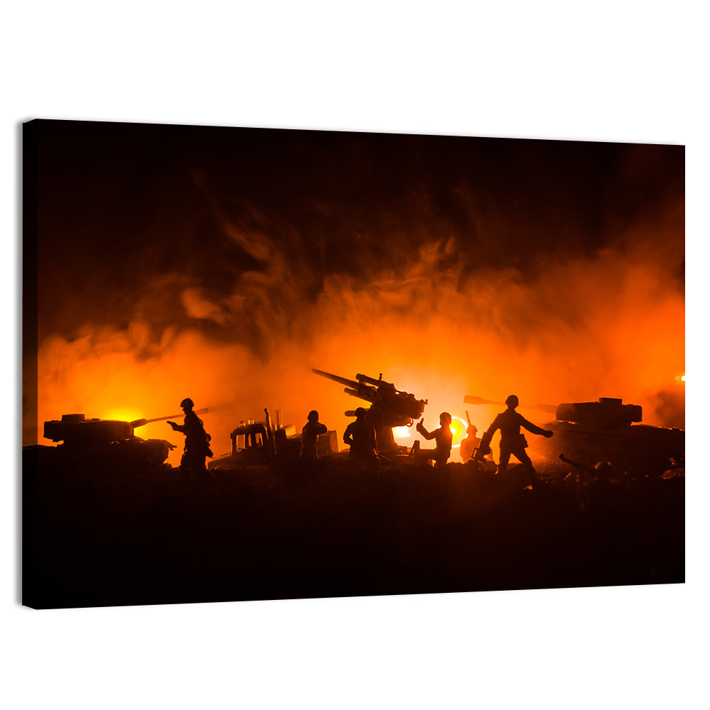 Nighttime Battlefield Silhouette Wall Art