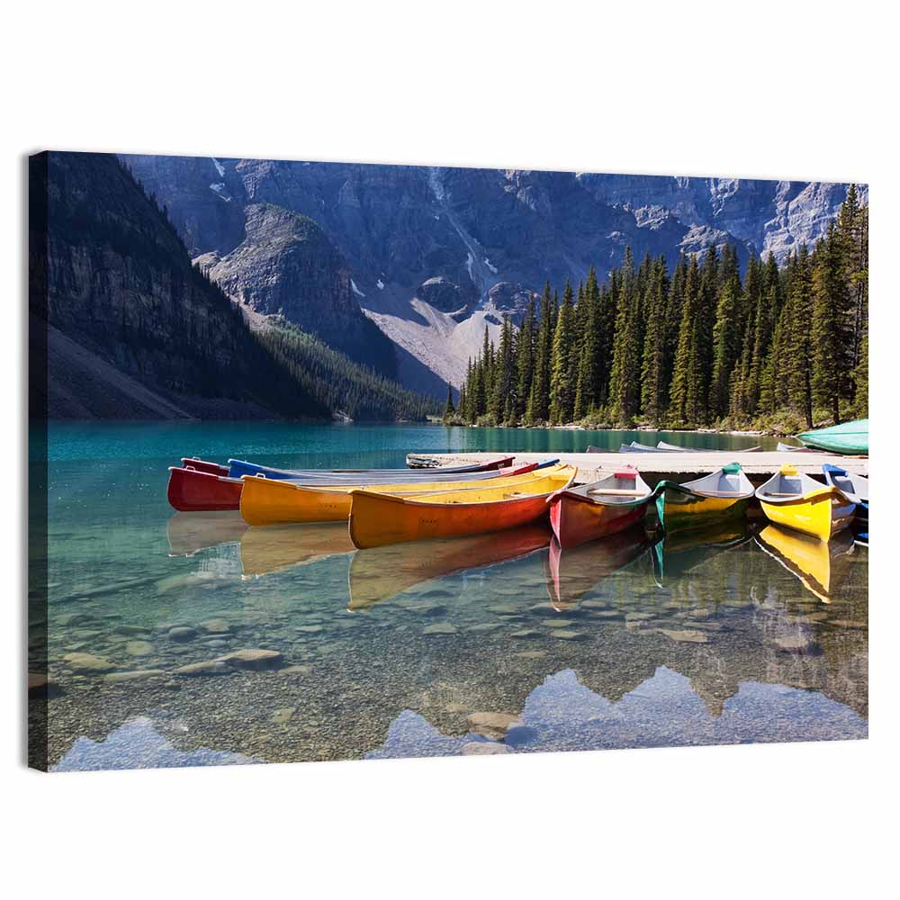 Canoes at Moraine Lake Wall Art