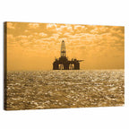 Sunset Oil Rig Silhouette Wall Art