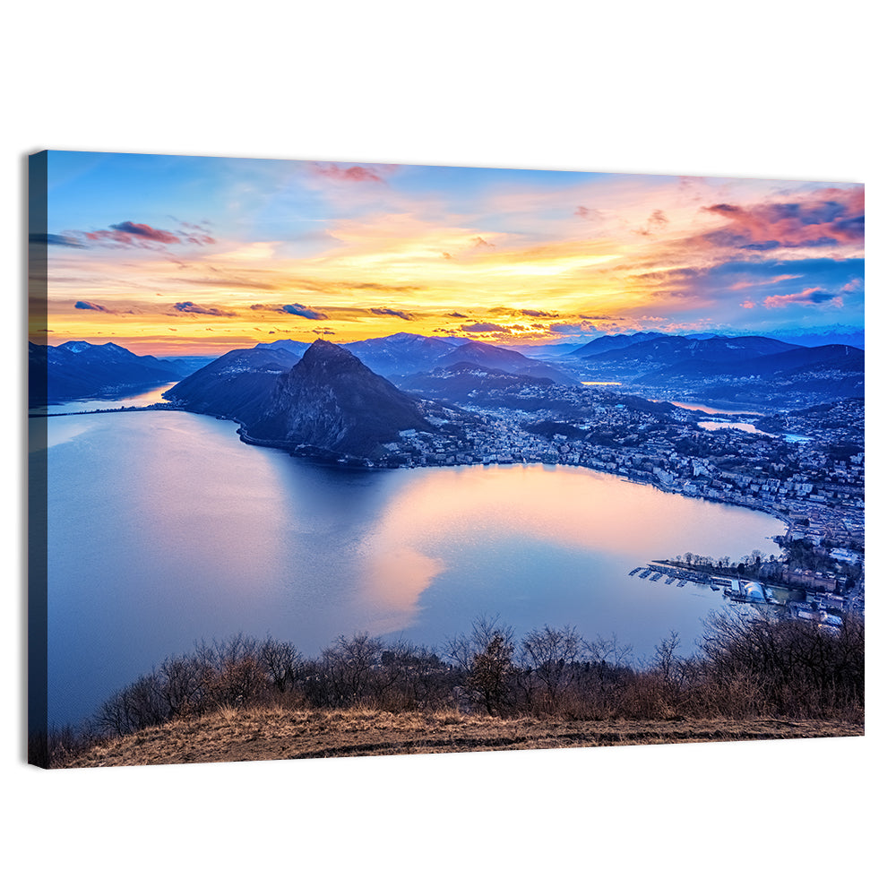Sunset Over Lake Lugano Wall Art