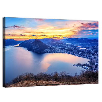 Sunset Over Lake Lugano Wall Art