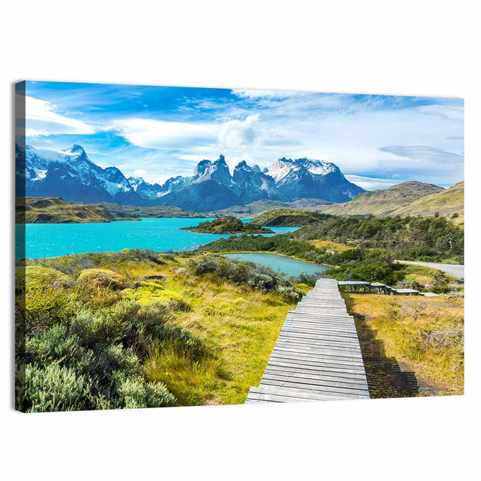 Torres Del Paine Boardwalk to Turquoise Lake Wall Art as a canvas print