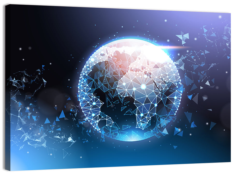 Wireframe Globe Network Wall Art