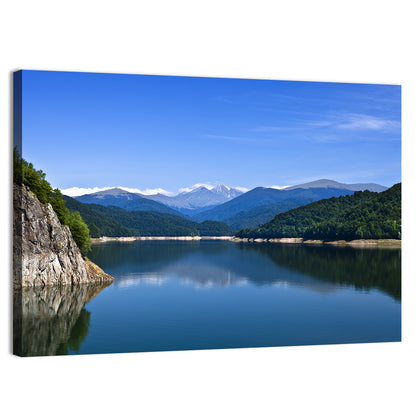 Cliffside Mountain Lake Reflection Wall Art