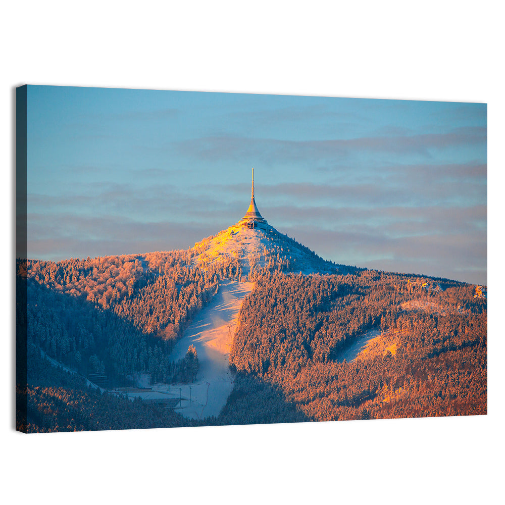 Ještěd Summit at Golden Hour Wall Art, canvas print, landscape