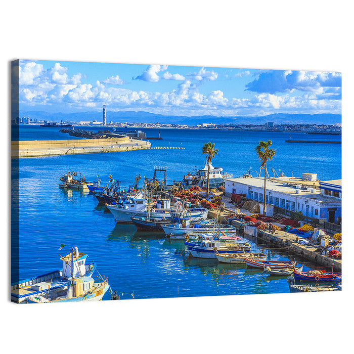 Sfax Fishing Harbor Wall Art as a canvas print
