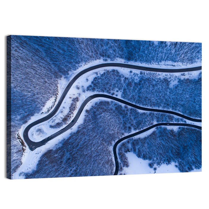 Montenegro Snowy Mountain Road Wall Art as a canvas print