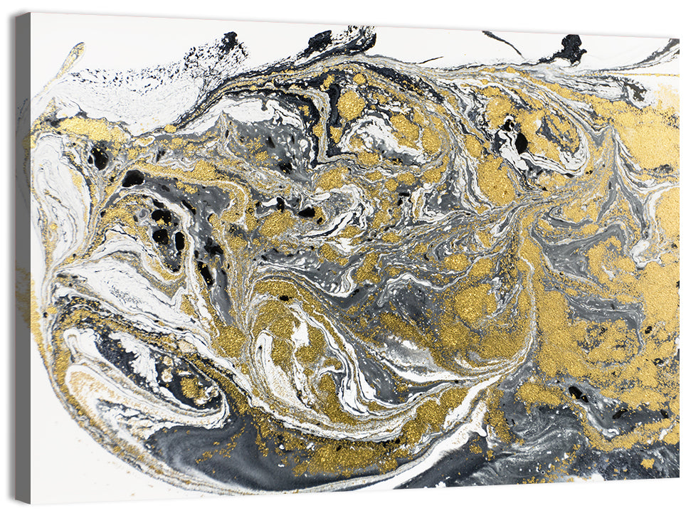 Metallic Gold Marbled Abstract Wall Art