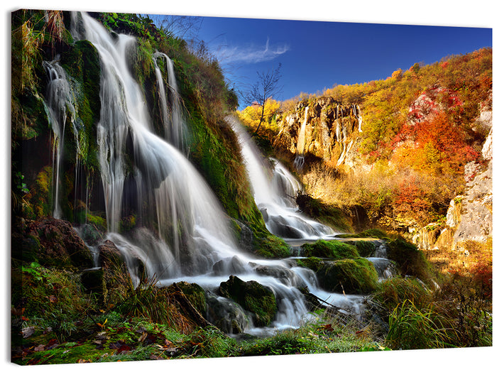 Plitvice Lakes Waterfall Wall Art as a canvas print