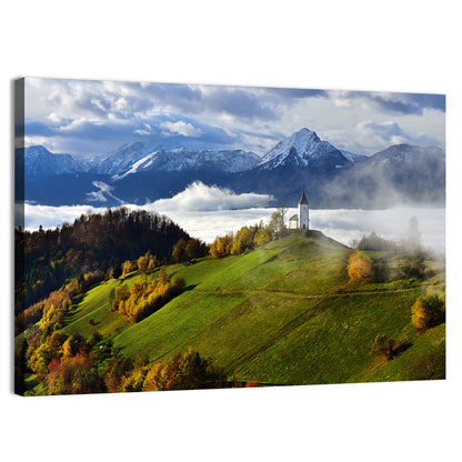 Jamnik Church on Misty Hill Wall Art