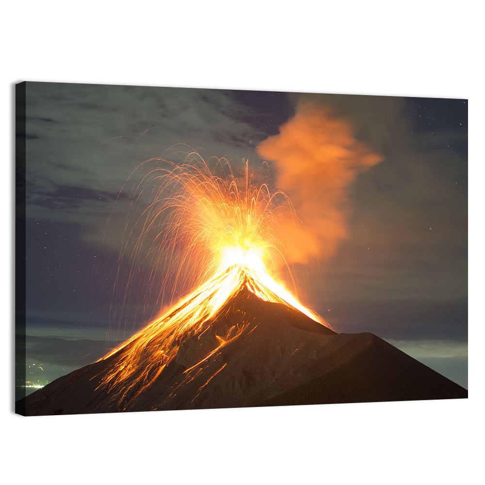 Starry Night Volcano Eruption Wall Art