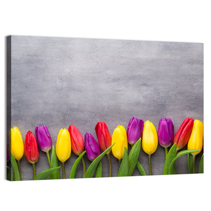 Row of Multicolored Tulips Wall Art