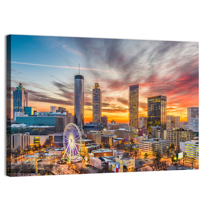 Atlanta Skyline with Skyview Wheel Wall Art as a canvas print