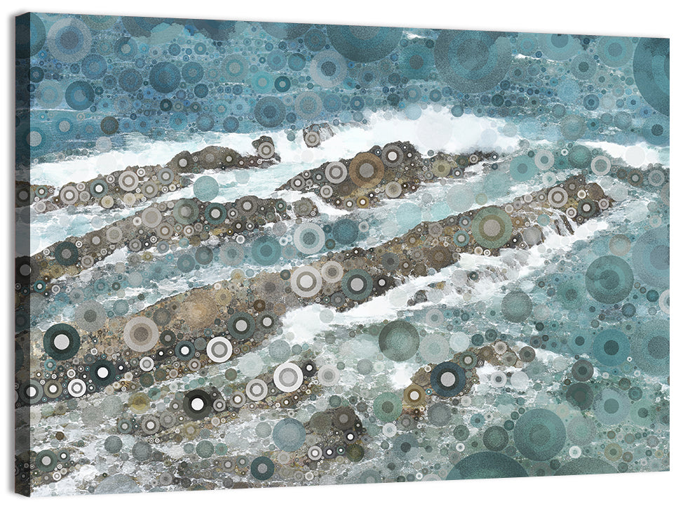 Teal Mosaic Ocean Wave Wall Art