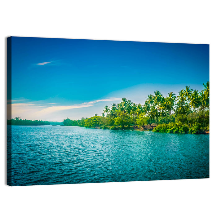 Tropical River in India Wall Art as a canvas print