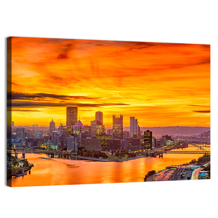Pittsburgh Skyline at the Point Wall Art as a canvas print