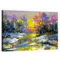 Golden Sunset Over Snowy Stream Wall Art