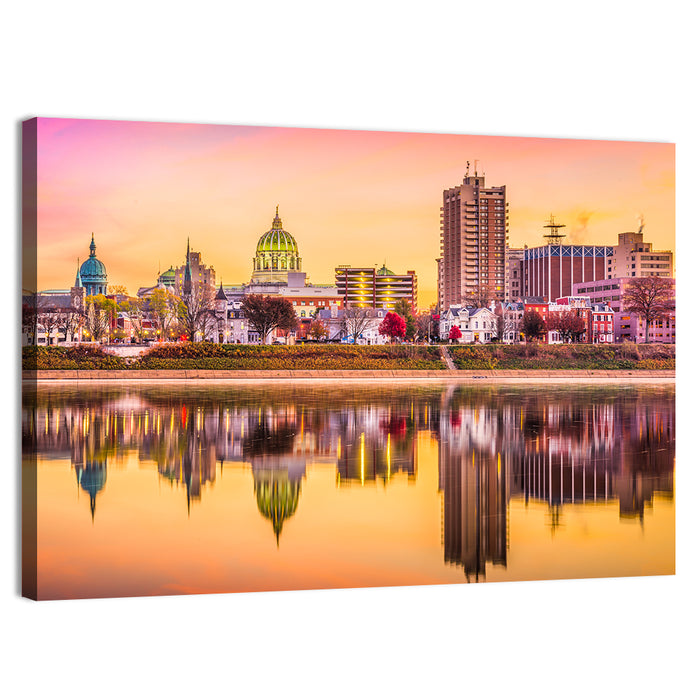 Harrisburg Golden Hour Skyline Wall Art as a canvas print