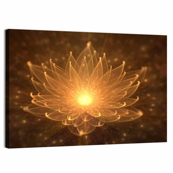 Golden Lotus Illustration Wall Art as a canvas print
