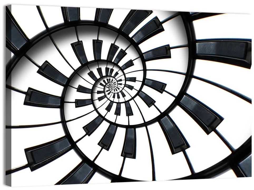 Recursive Spiral Piano Keys Wall Art