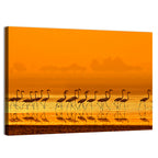 Flamingo Line at Golden Hour Wall Art